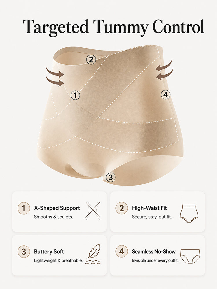 5-Pack Women's Seamless High Waist X-Shape Tummy Control Panties