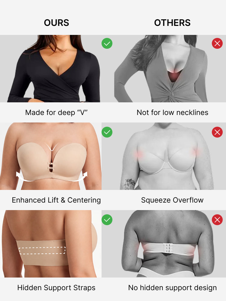 Plus-Size Women's Strapless Double Front Clasp Push-Up Bra (Fits D/DD/F/G/H Cups)
