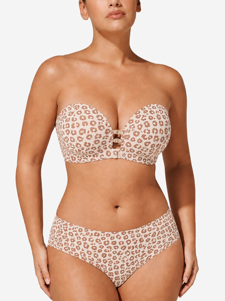 Plus-Size Women's Strapless Double Front Clasp Push-Up Bra (Fits D/DD/F/G/H Cups)