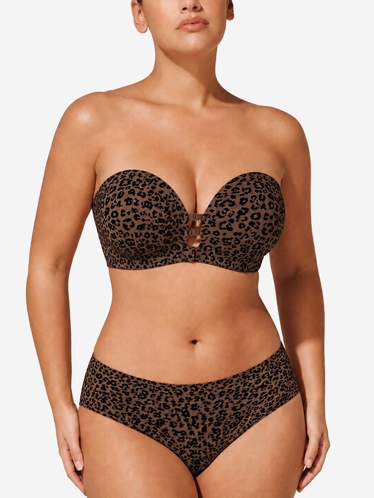 Plus-Size Women's Strapless Double Front Clasp Push-Up Bra (Fits D/DD/F/G/H Cups)