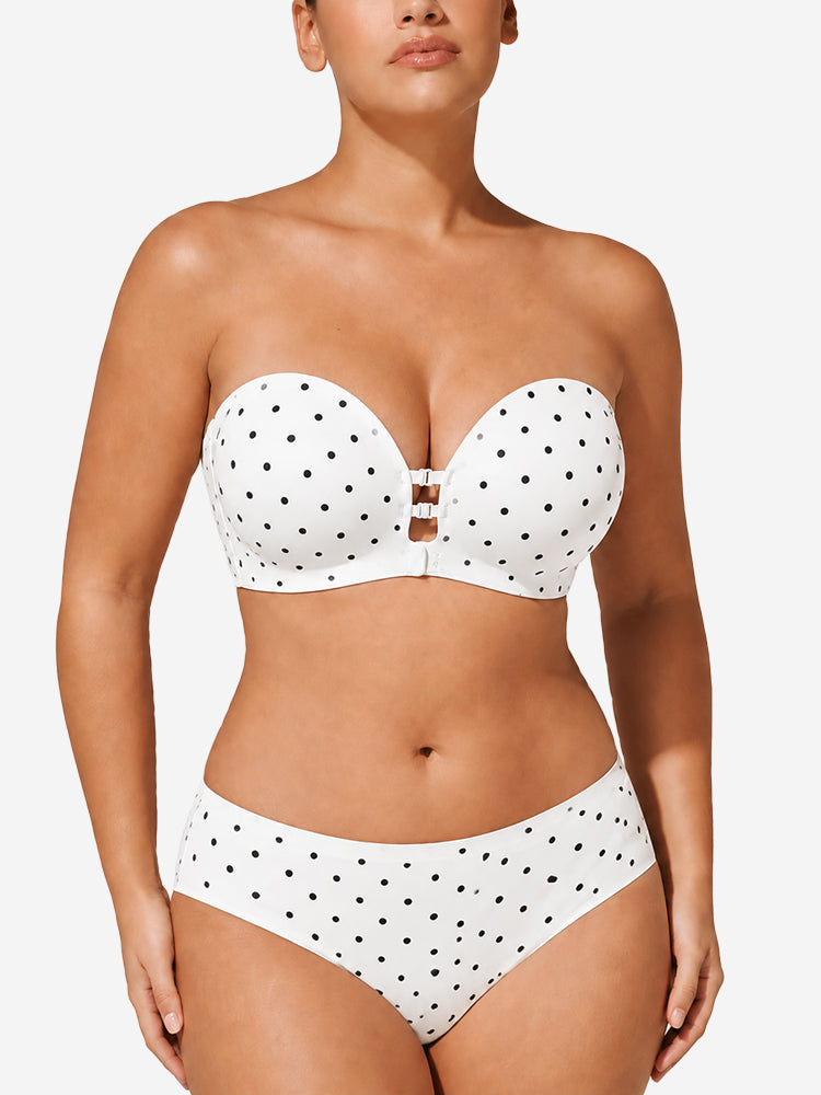 Plus-Size Women's Strapless Double Front Clasp Push-Up Bra (Fits D/DD/F/G/H Cups)