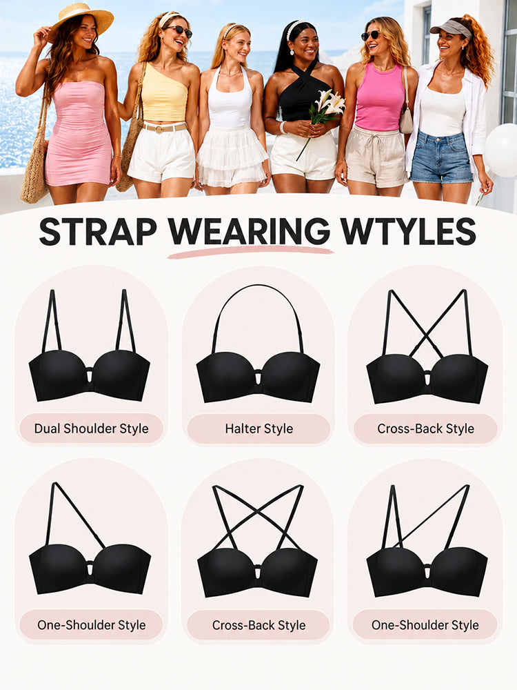 Women's Strapless Front Closure Push-Up Bra