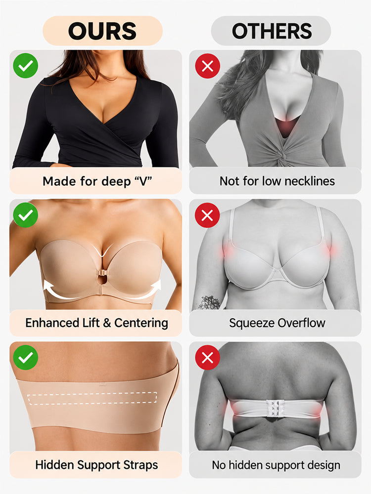 Women's Strapless Front Closure Push-Up Bra